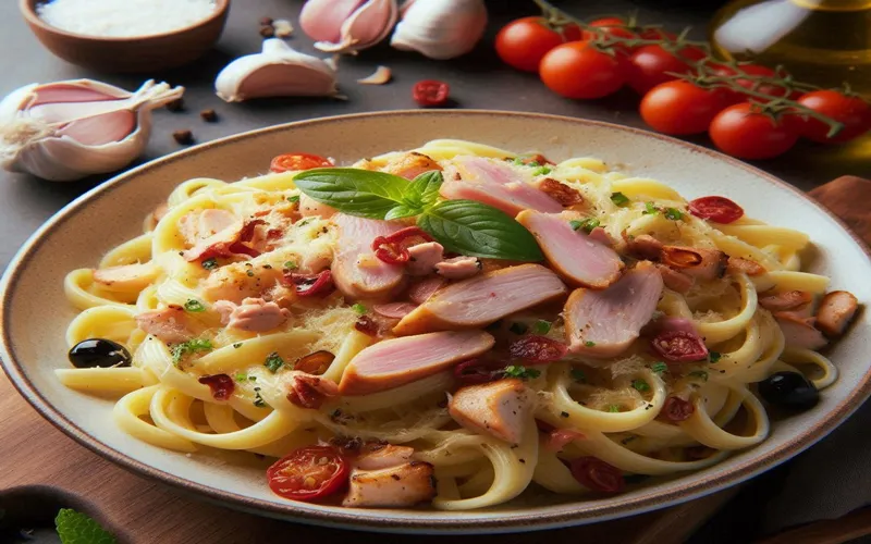 pasta-ala-carbonara-sin-nata-con-pollo-